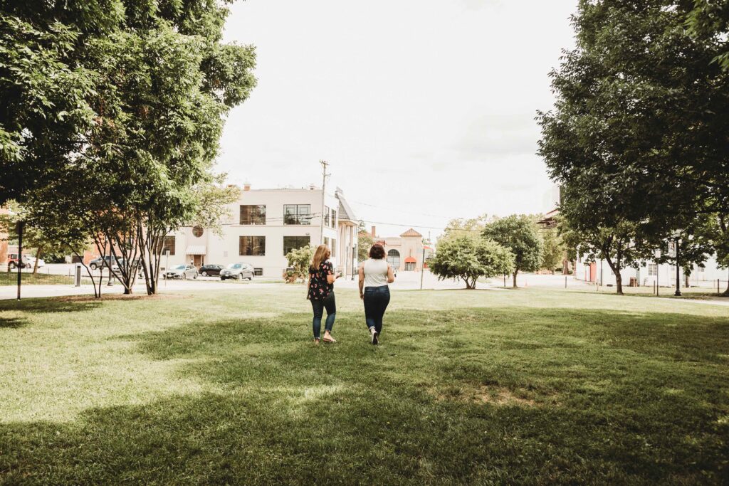 Mel Blackburn and Danielle Lim walking away from Jefferson Park